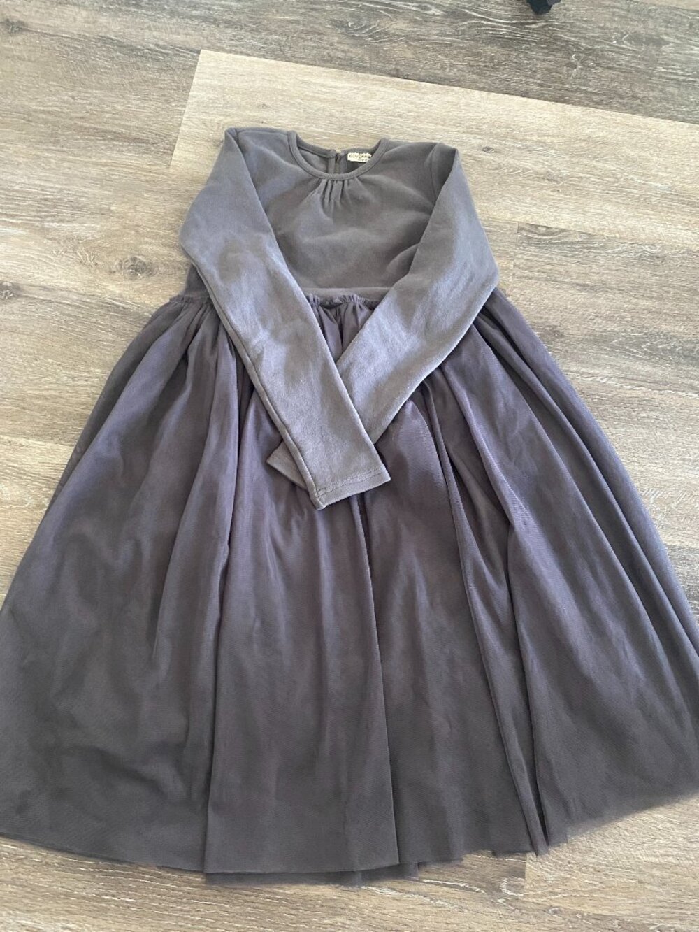 Girls Charcoal Grey Long Sleeve Tulle Tutu Dress Size 10-13